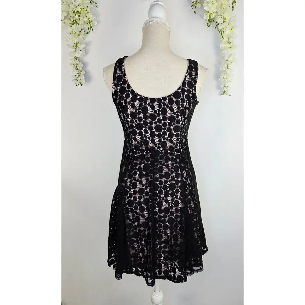 Disney Minnie Rocks the Dots Dress Medium Black Lace Polka Dot Whimisgoth